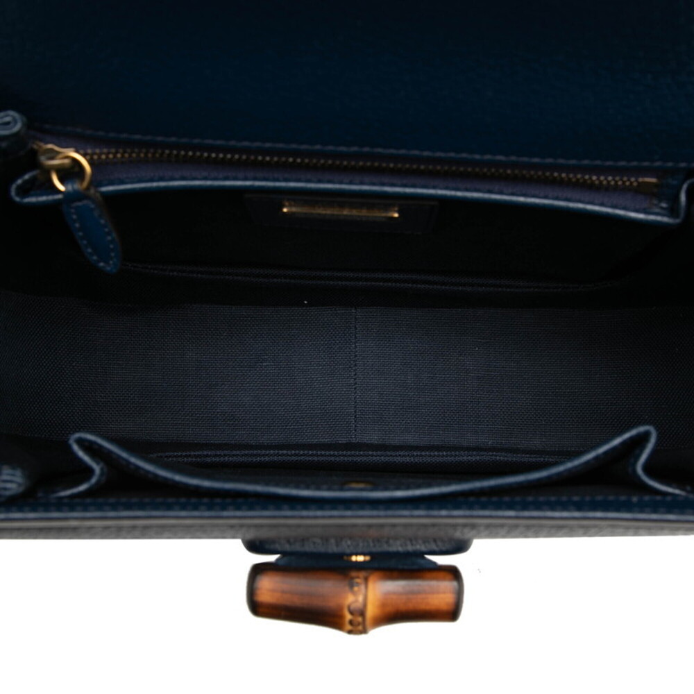 Gucci Bamboo 1947 100th Anniversary Handbag/Shoulder Bag 2-Way 678489 Navy Mu... - Picture 4 of 6